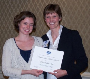 volunteer of the month lelah receiving volunteer of the month